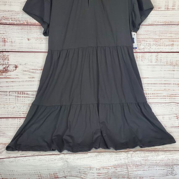 Seven7 Black Tiered Cottagecore Dress Sz 1X Ruffle Pleated Stretchy Pockets NWT - Picture 10 of 16